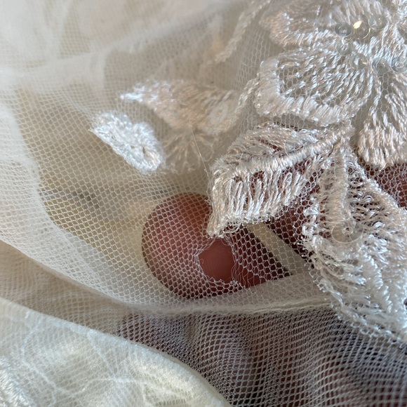 NWT Oleg Cassini High Neck Long Sleeve Illusion Neckline Wedding Dress, Size 12 - Picture 17 of 17